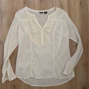 Eddie Bauer Cream  Peasant Blouse